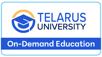 Logo of Telarus University featuring an envelope inside a shield, with the text "learning path" on a blue banner.
