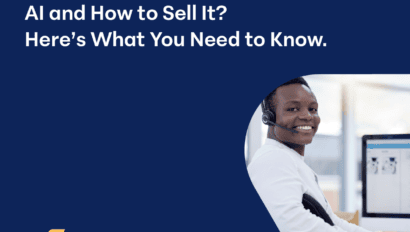 A person wearing a headset smiles at their desk with computer monitors. Text reads: "Are You Prepared for Agentic AI and How to Sell It? Discover its impact on CX. Here’s What You Need to Know." Telarus logo is at the bottom left.