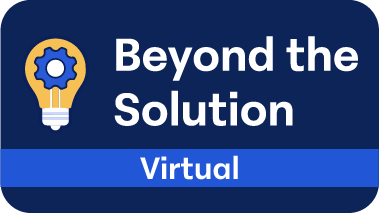A graphic with a lightbulb and gear icon on the left and the words "Beyond the Solution" next to it. Below, a blue banner displays "Virtual," highlighting a focus on Advanced Networking concepts.