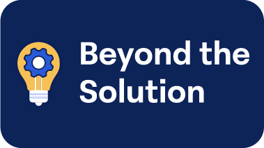 A graphic with a blue background features a yellow lightbulb with a blue gear inside, symbolizing Advanced Networking, next to the white text "Beyond the Solution.
