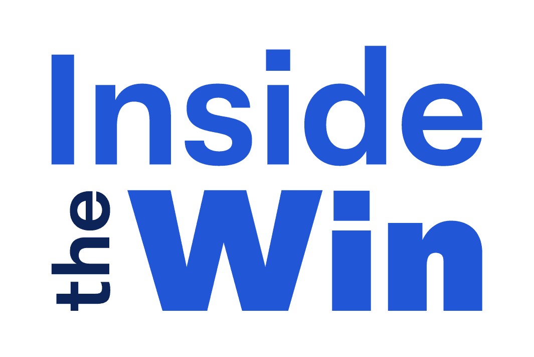 Bold blue text on a white background reads "Inside the Win," with the word "the" rotated vertically on the left side of the larger "Win.